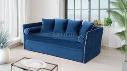 divano doppio letto singolo e matrimoniale - rivestimento sfoderabile in velluto colore blu