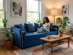 Divano doppio letto estraibile  con finitura bordi con cordino