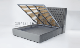 Letto con box contenitore - piano letto con doghe -doppia  barra di rinforzo centrale 